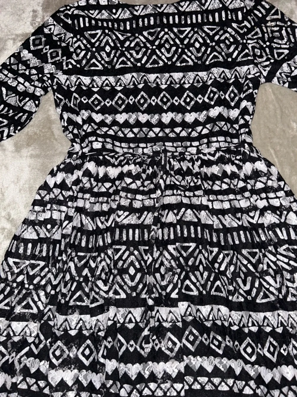 Justice Black & White Lacy Patterned Girls' Dress - Classic Fit size 20